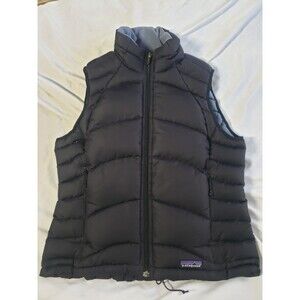 Patagonia Puffer Goose Down Full Zip Black Vest Womens Size Small 84642F5 Flaw*